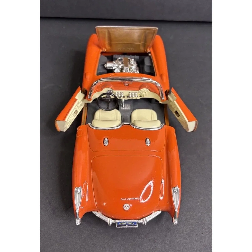 Burago 1957 Chevrolet Corvette Orange White Diecast 1:24 No Box READ